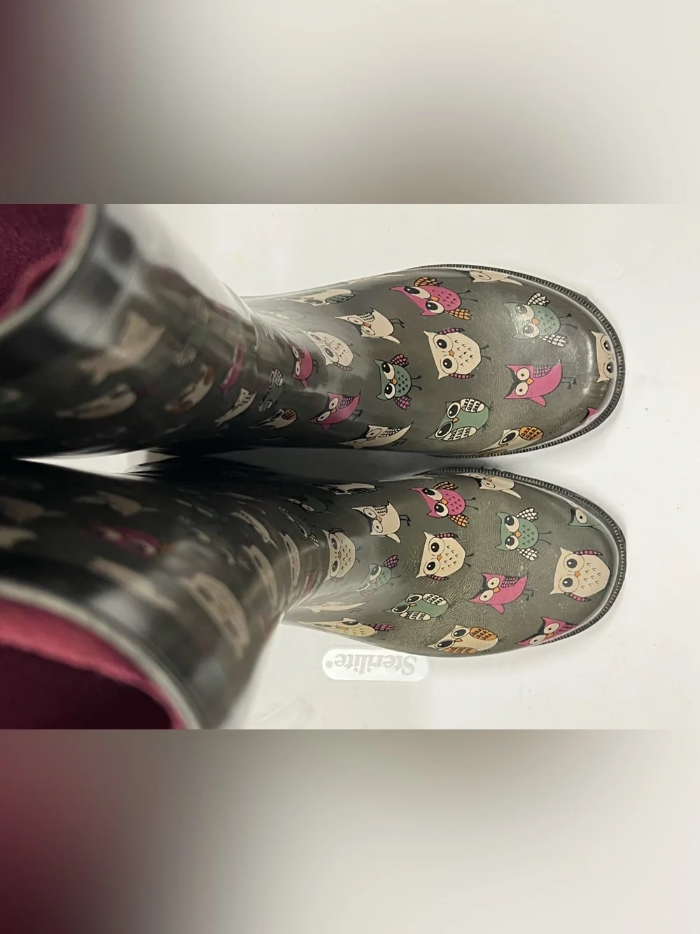 Capelli New York Women’s Printed Owl Waterproof Rubber Rain Boots